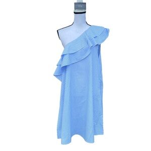 One Shoulder Striped Ruffle Sun Dress Size 2X